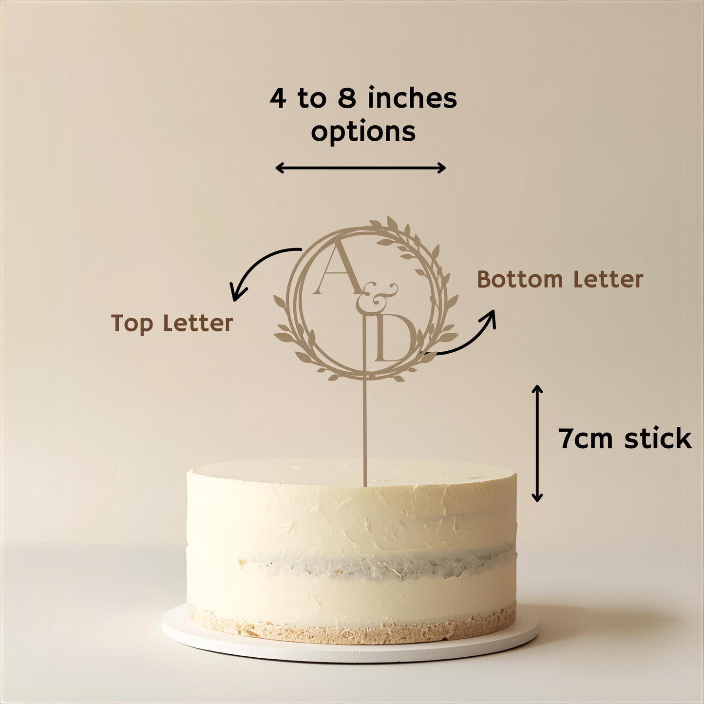 Wedding Initials Wreath Cake Topper - Simplicity Days