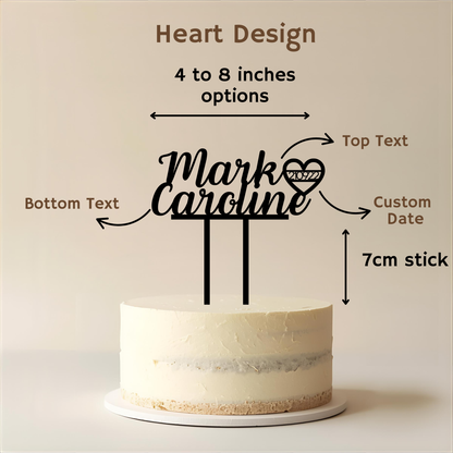 Couple's Name & Date Cake Topper - Simplicity Days
