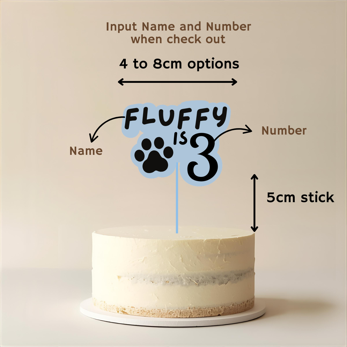 Pet Name & Age Cake Topper - Simplicity Days