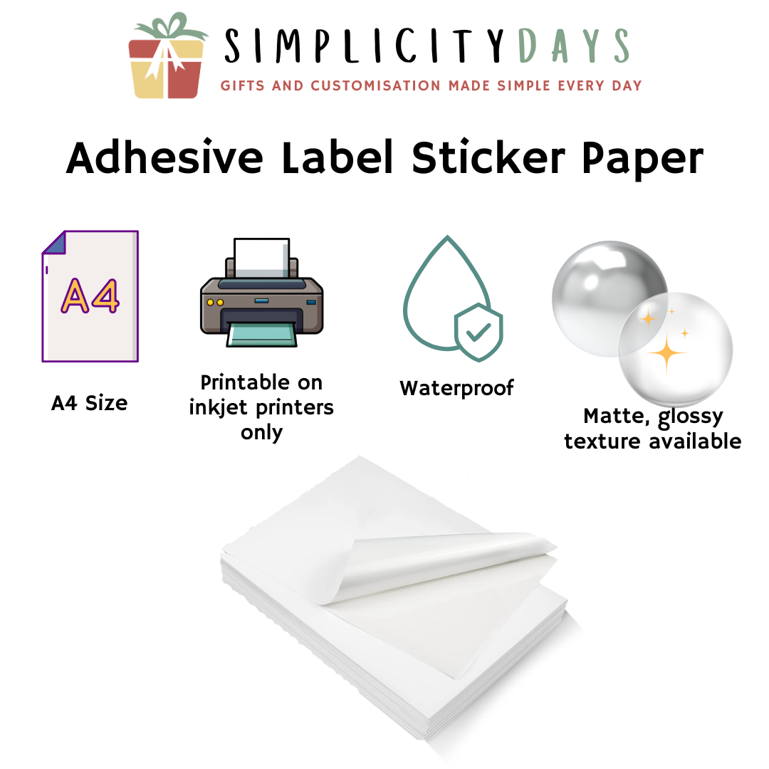 Adhesive Label Sticker Paper (Waterproof) - Simplicity Days