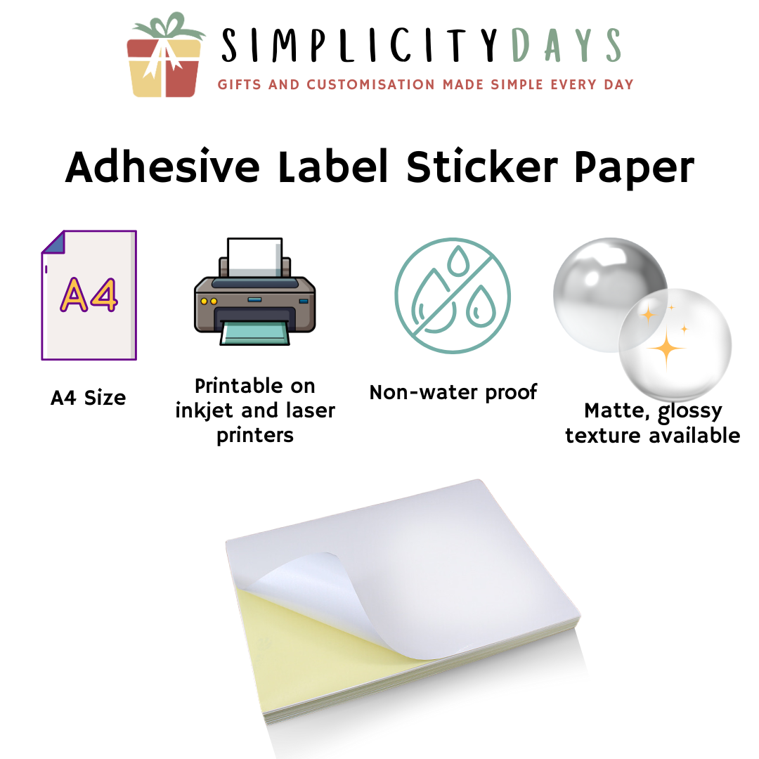 Adhesive Label Sticker Paper (Non-waterproof) - Simplicity Days