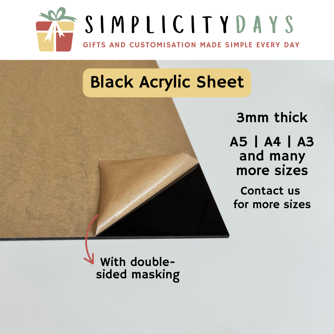 Black Acrylic Sheet 3mm - Simplicity Days